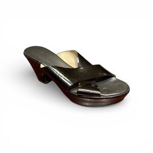 AGL Women's Sandal Sz 10/41 Patent Leather Wedge Heel Platform Slides Shoes